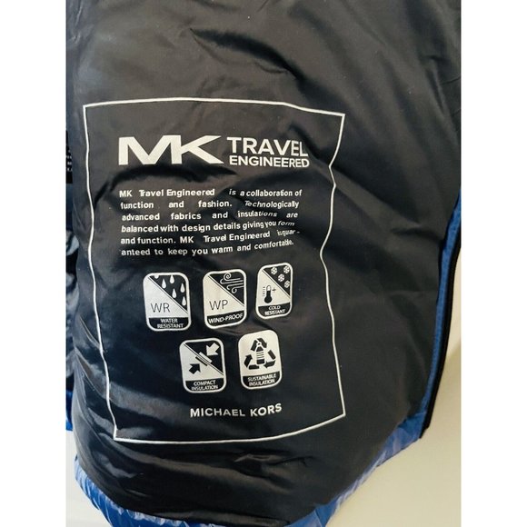 NWT Michael Kors Blue Shiny Puffer Coat - XL - Picture 9 of 9